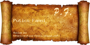 Putics Fanni névjegykártya